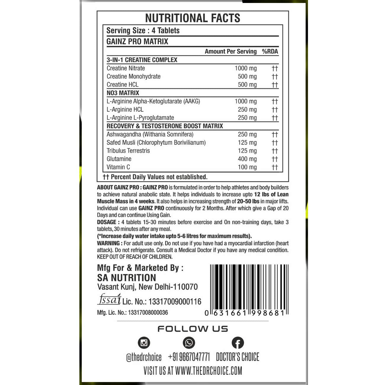 DC GAINZ PRO TABLETS