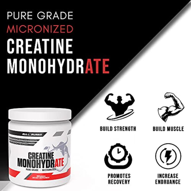 Bull Pharm Micronized Creatine Monohydrate Powder 300gm Unflavored