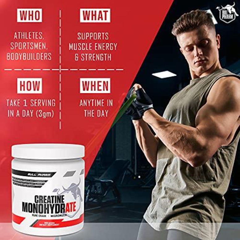 Bull Pharm Micronized Creatine Monohydrate Powder 300gm Unflavored